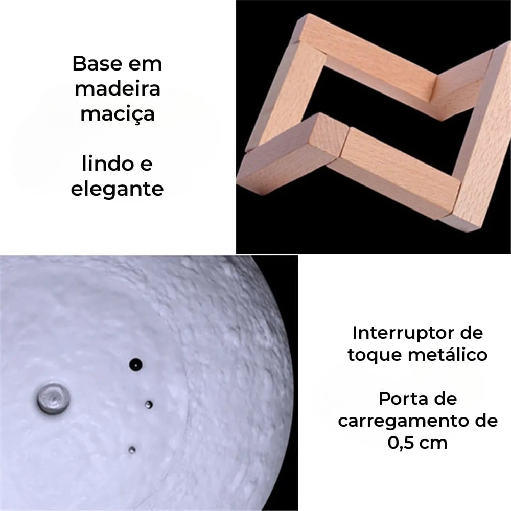 2 em 1 Umidificador e Luminária Lua