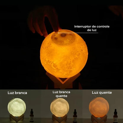 2 em 1 Umidificador e Luminária Lua