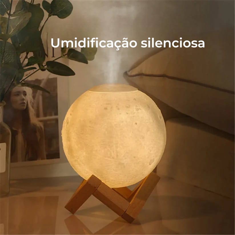 2 em 1 Umidificador e Luminária Lua