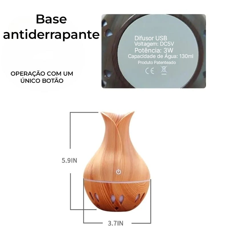 Difusor de aromaterapia com luz noturna de mudança de 7 cores