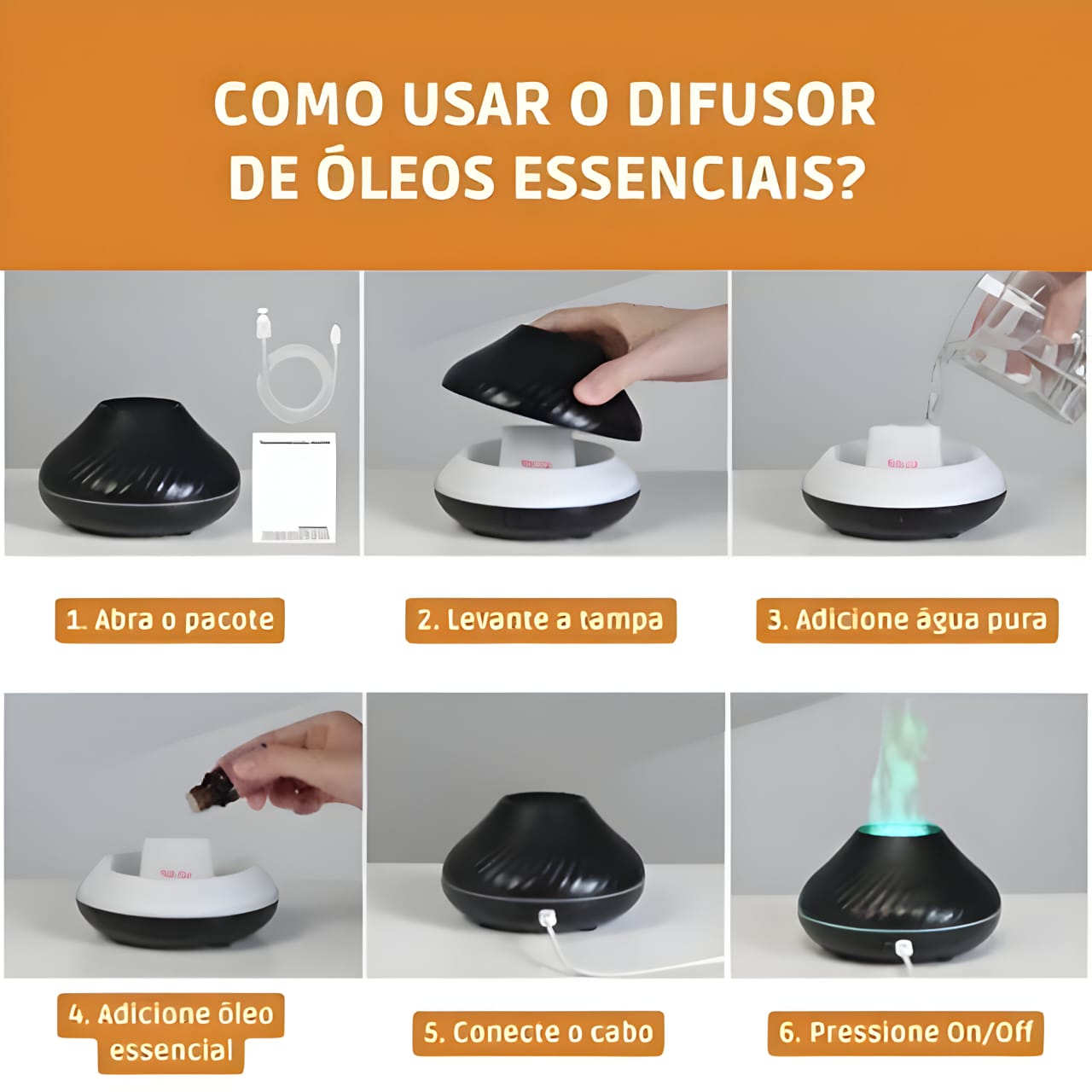 Difusor Vulcão Com Chamas Realistas